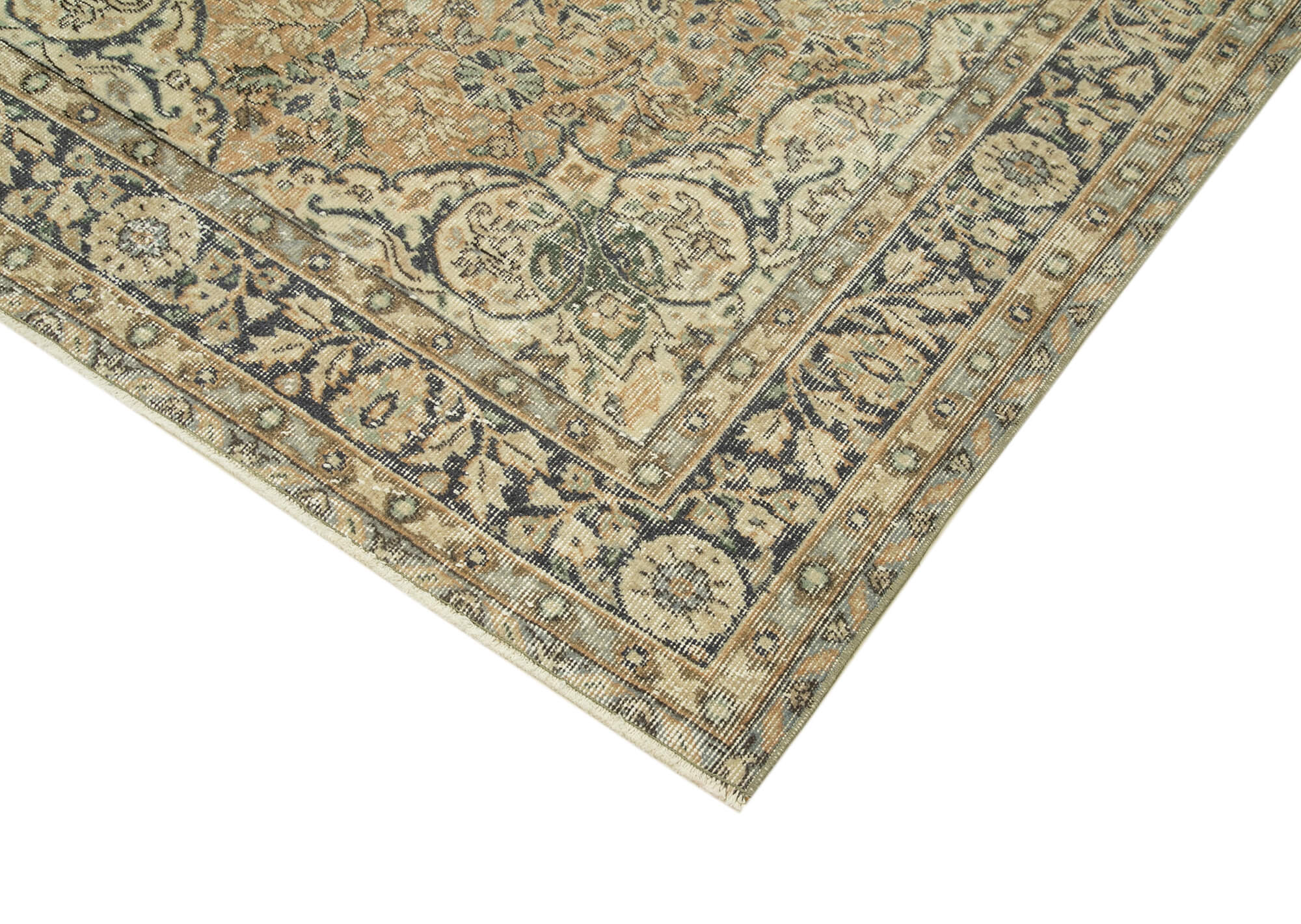 Vintage Handmade Area Rug – Beige Wool Rug, Hand Woven Cotton Wool Carpet 5'5''x8'7''