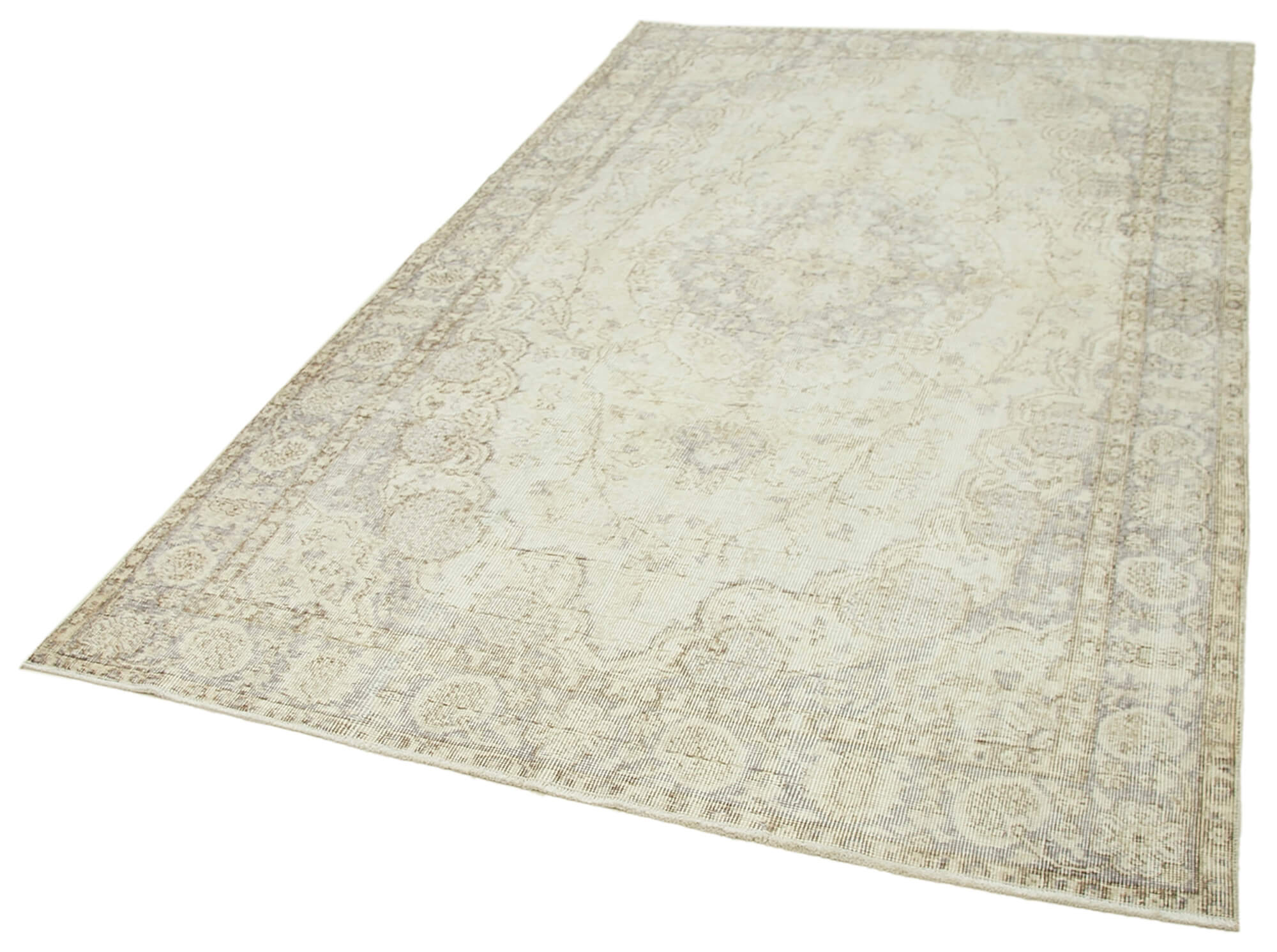 Handmade Wool Area Rug – Vintage Cotton Rug Beige 5'6'' x 9'3'' Classic Style