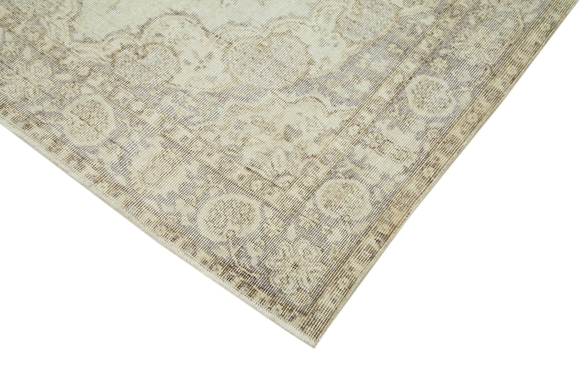 Handmade Wool Area Rug – Vintage Cotton Rug Beige 5'6'' x 9'3'' Classic Style