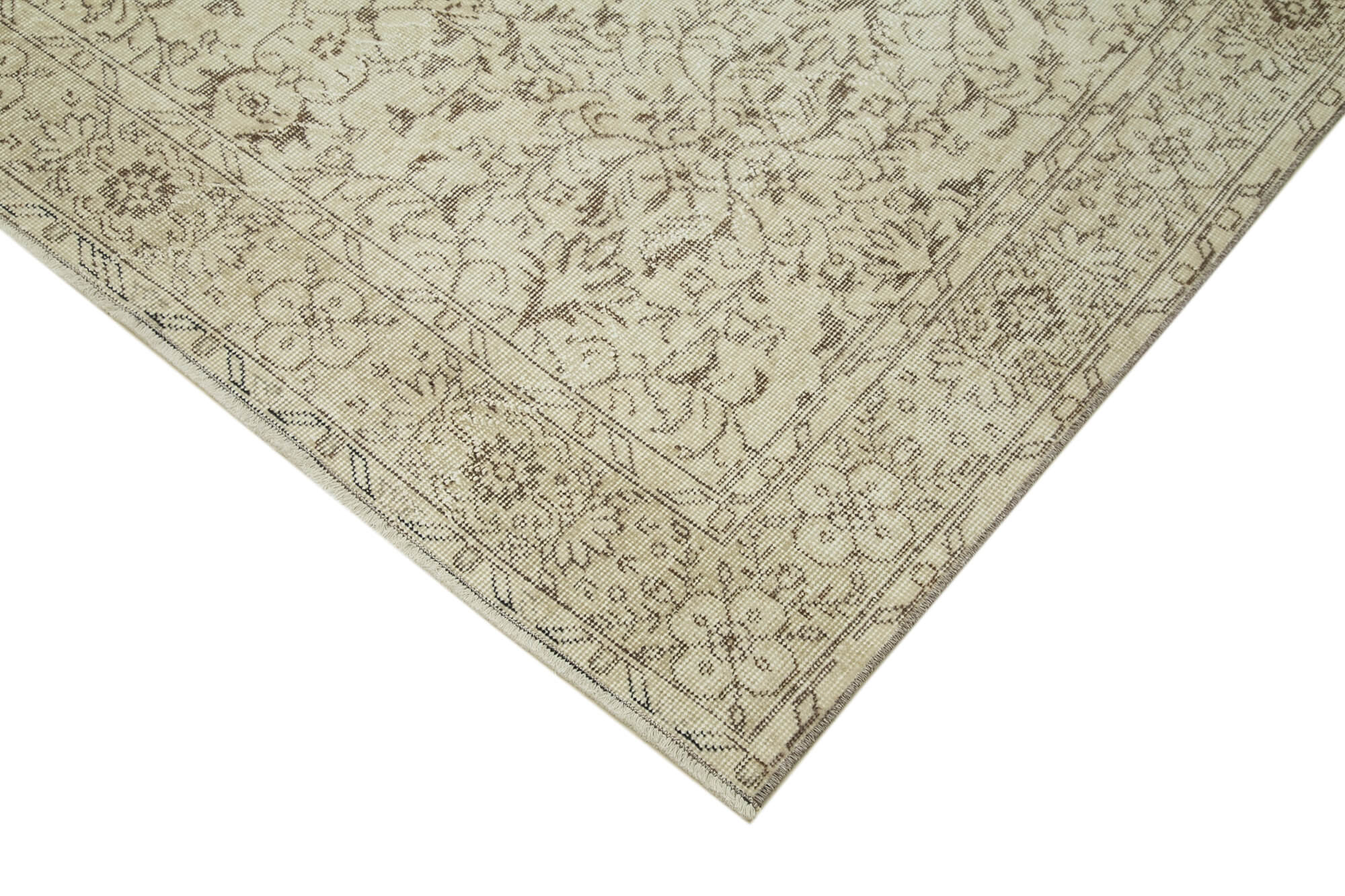 Handmade Wool Area Rug – Vintage Cotton Rug 5'5'' x 9'3'' | Neutral Beige Classic Carpet