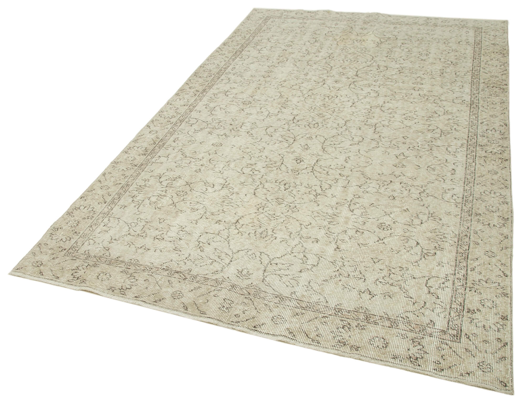 Handmade Wool Area Rug – Vintage Cotton Rug Beige 5'6''x9'3'' Durable Soft Carpet