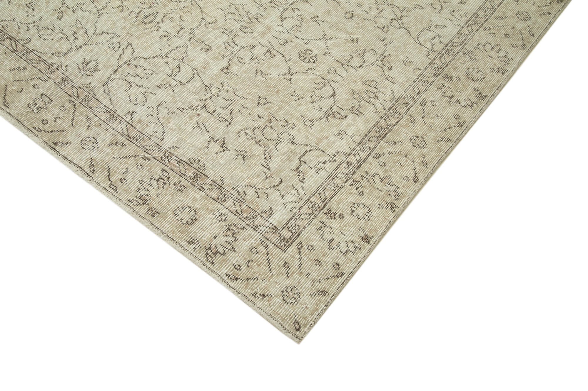 Handmade Wool Area Rug – Vintage Cotton Rug Beige 5'6''x9'3'' Durable Soft Carpet