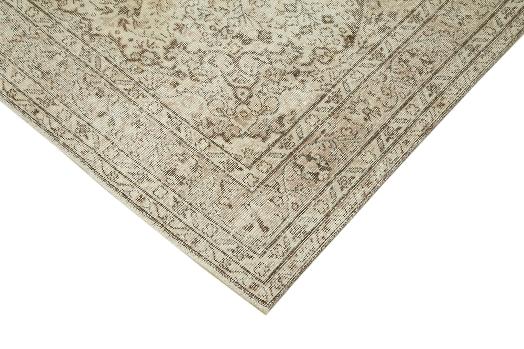 Handmade Wool Area Rug – Vintage Cotton Rug | Beige Neutral Tone Carpet 5'5''x8'9''