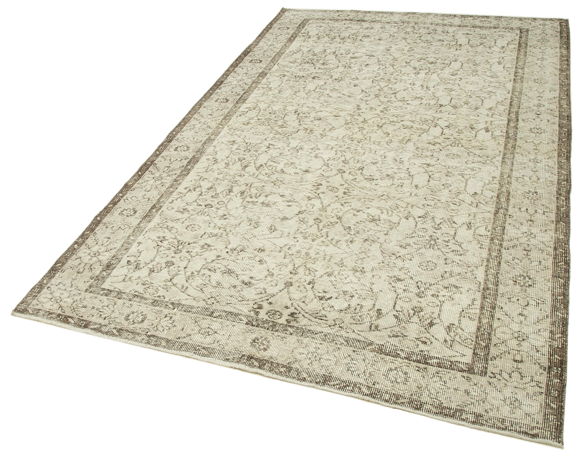 Vintage Handmade Area Rug – Hand Woven Rug Cotton Wool Carpet 5x8 Beige