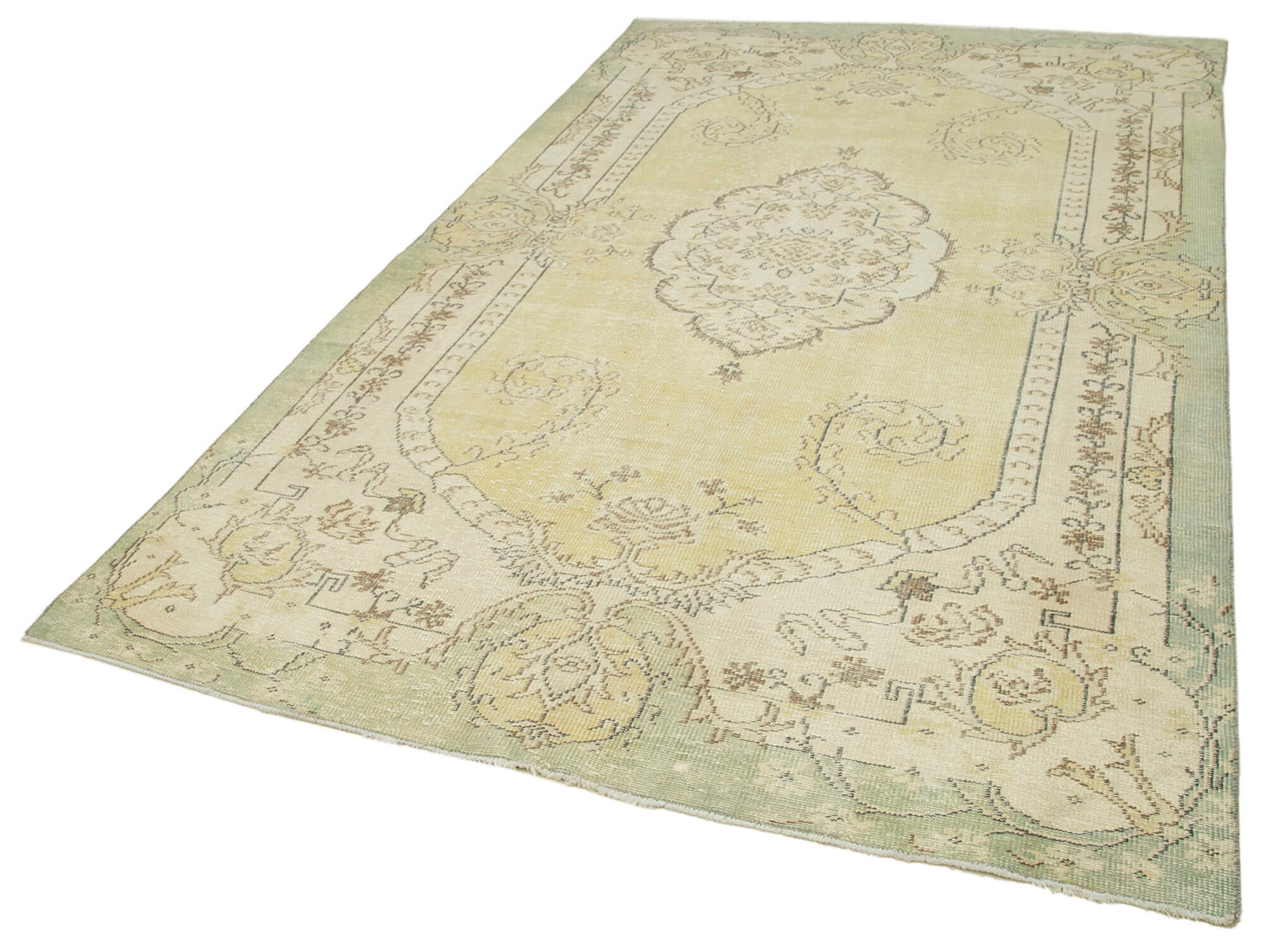 Handmade Wool Area Rug – Vintage Cotton Rug, Beige Esk?tme Style Carpet 6'1''x10'3''
