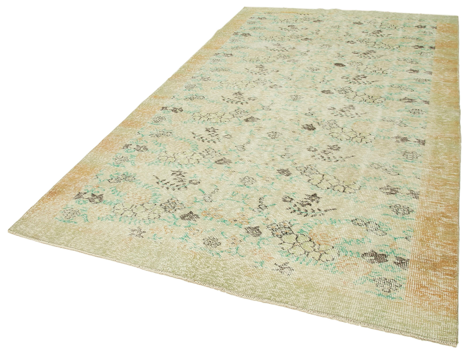 Handmade Wool Area Rug – Vintage Cotton Rug 5'11''x10'9'' Beige Traditional Knotted