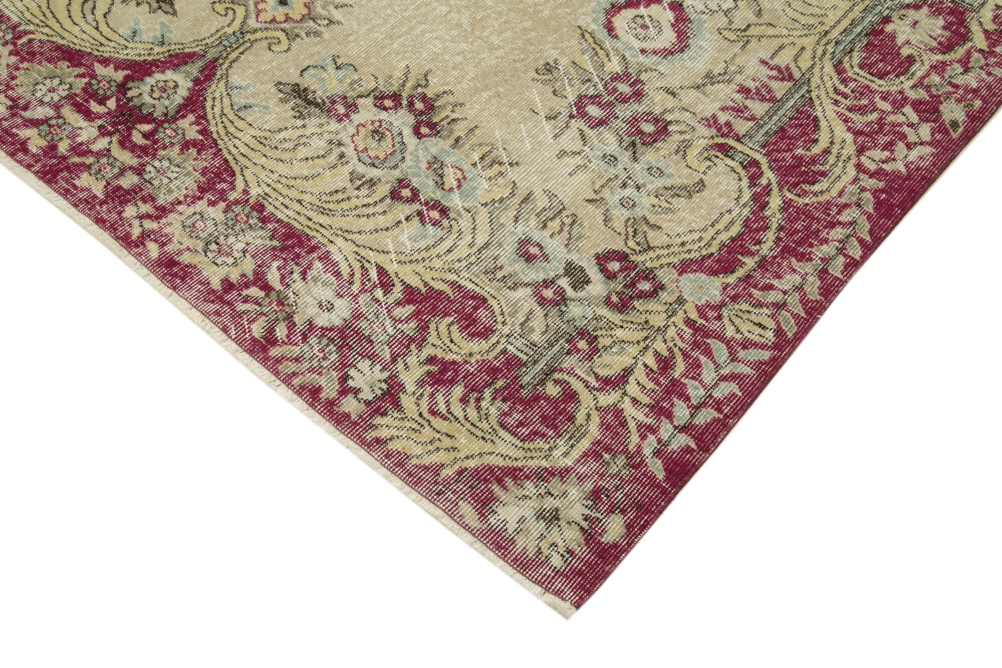 Handmade Vintage Area Rug – Red Vintage Carpet, Turkish Hand Knotted Wool Cotton 6'x9'6''