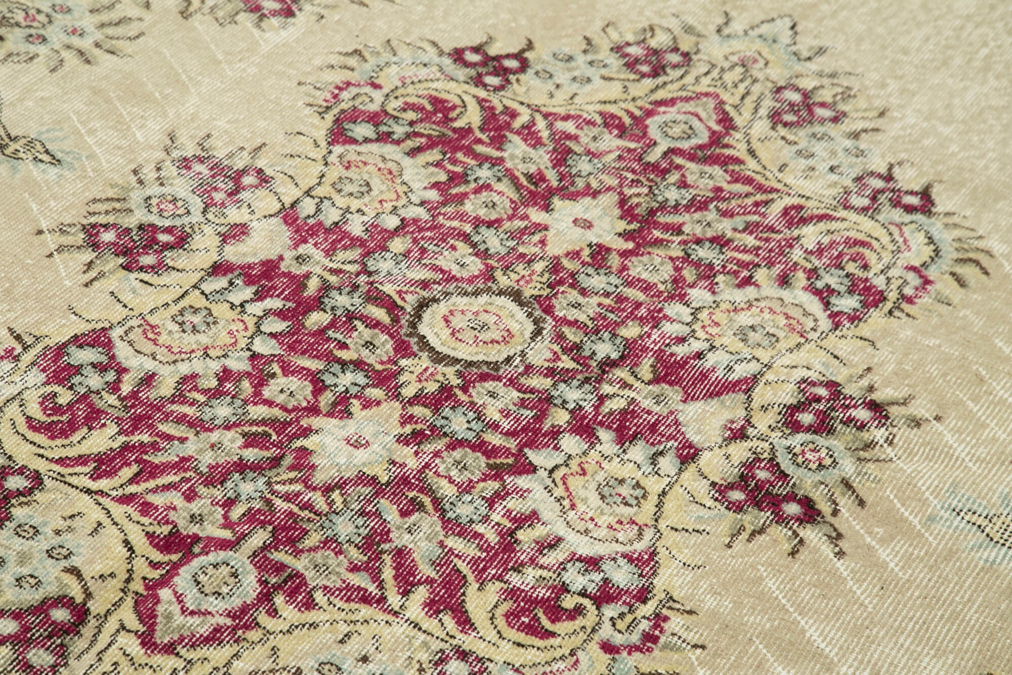 Handmade Vintage Area Rug – Red Vintage Carpet, Turkish Hand Knotted Wool Cotton 6'x9'6''