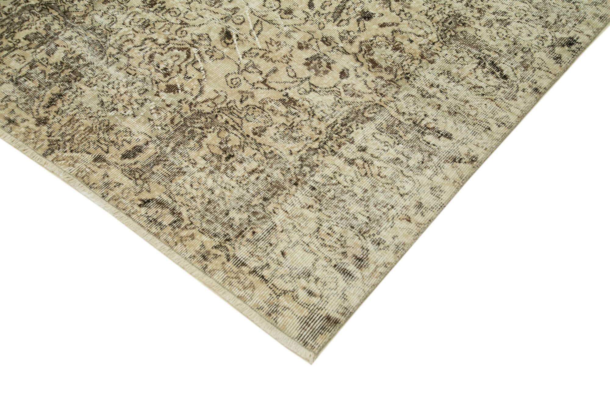 Vintage Handmade Area Rug – Beige Cotton Wool Carpet 6x10, Durable Wool Rug