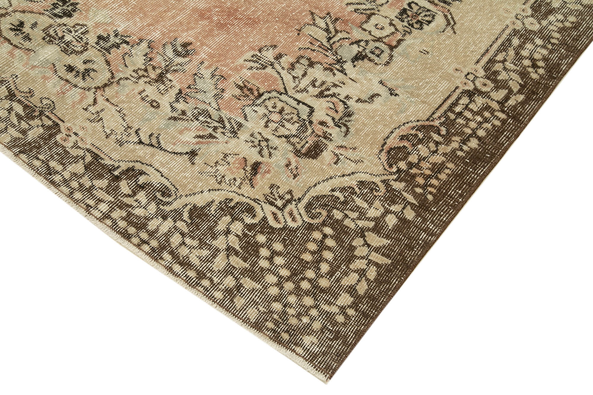 Handmade Vintage Area Rug – Beige Wool Carpet 5'8'' x 8'8'' | Durable Cotton Blend