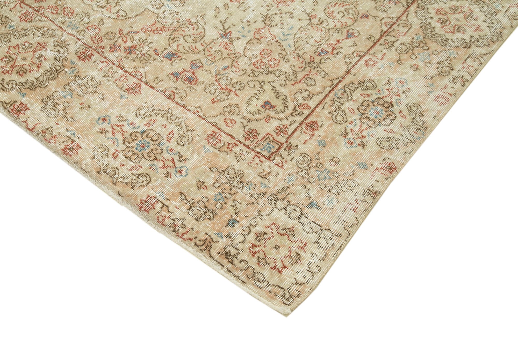 Handmade Wool Area Rug – Vintage Beige Cotton Wool Rug 6'2''x9'7'' Classic Carpet