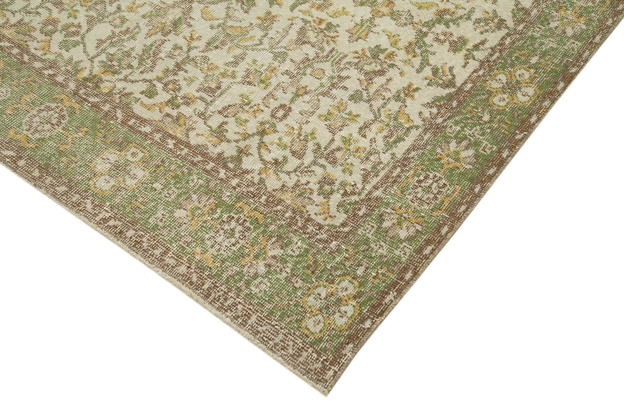 Handmade Wool Area Rug - Vintage Cotton Rug 5'9'' x 10'3'' Beige Carpet