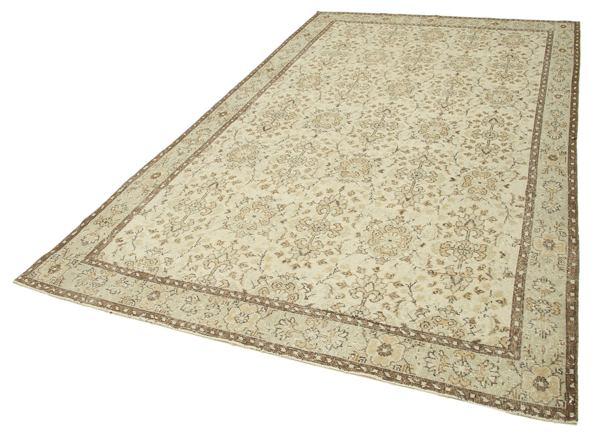 Vintage Wool Area Rug – Handmade Cotton Rug | Turkish Vintage Carpet 6'2''x10'2''
