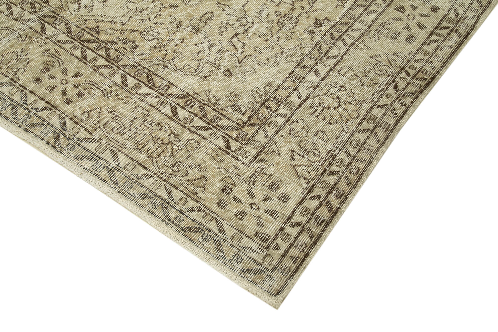 Handmade Wool Area Rug – Vintage Cotton Rug, Beige Neutral Color Carpet 6'5''x9'6''