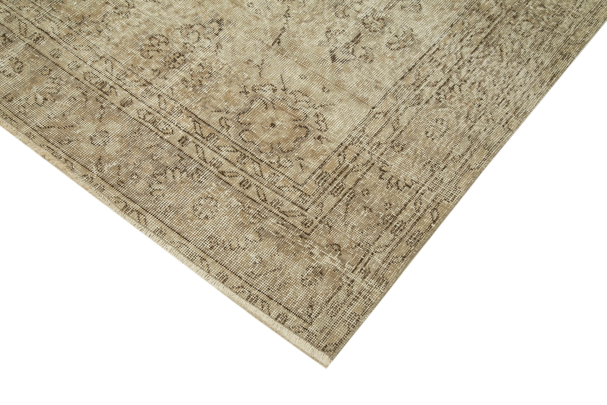 Handmade Wool Area Rug - Vintage Cotton Rug 6x9 Beige Living Room Carpet
