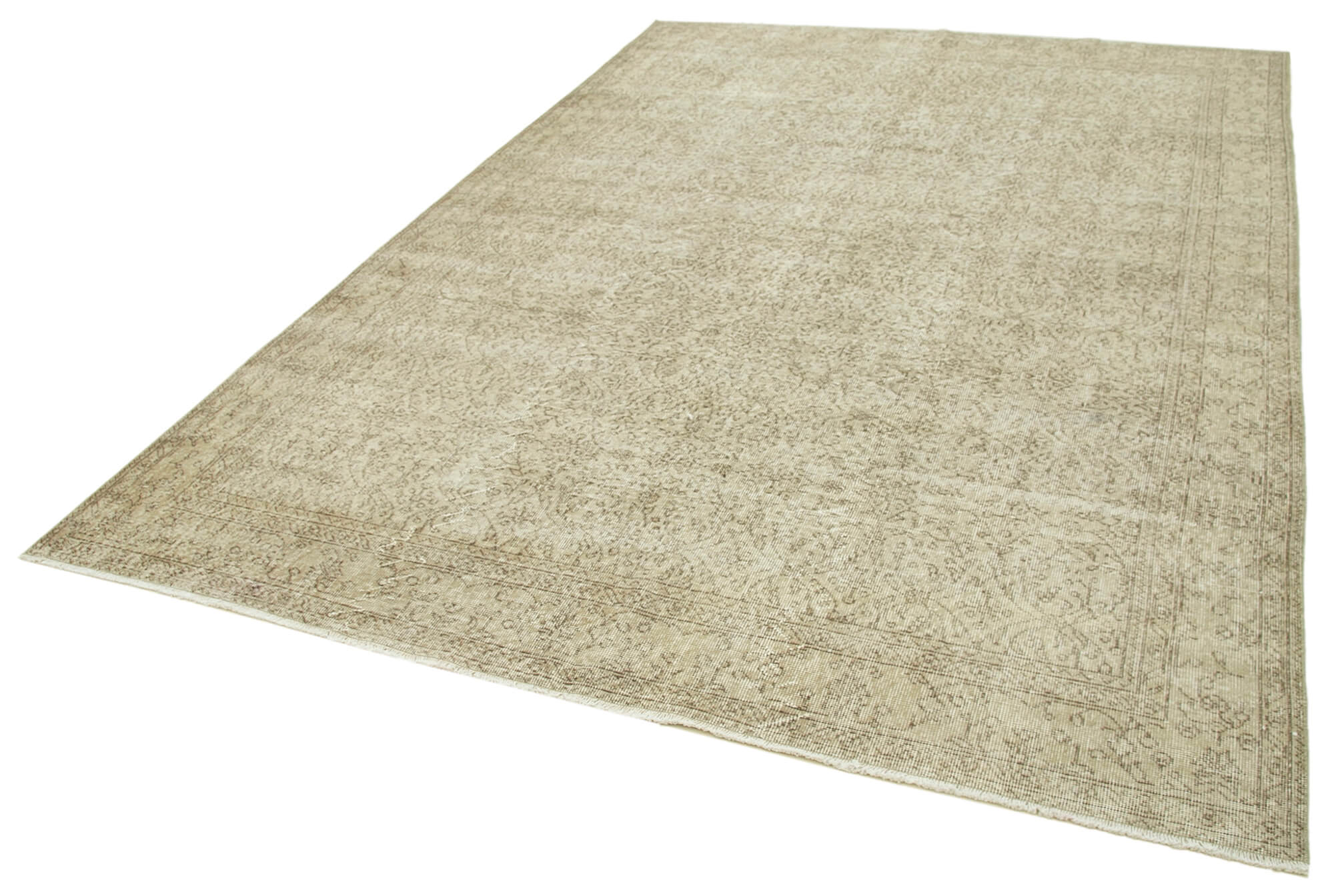 Handmade Wool Area Rug - Vintage Cotton Rug Beige 6'11'' x 9'10'' Durable Woven Carpet