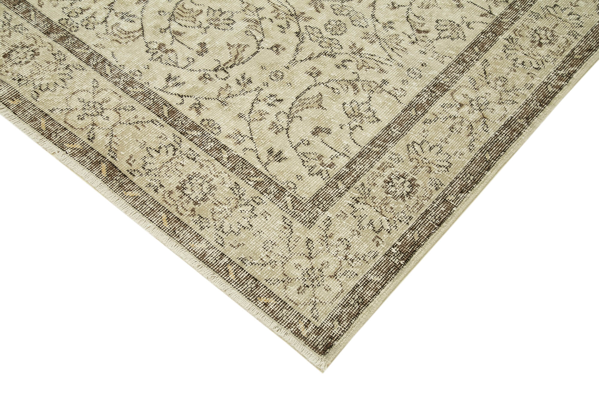 Handmade Wool Area Rug – Vintage Cotton Rug | Classic Beige Carpet 6'3''x9'8''