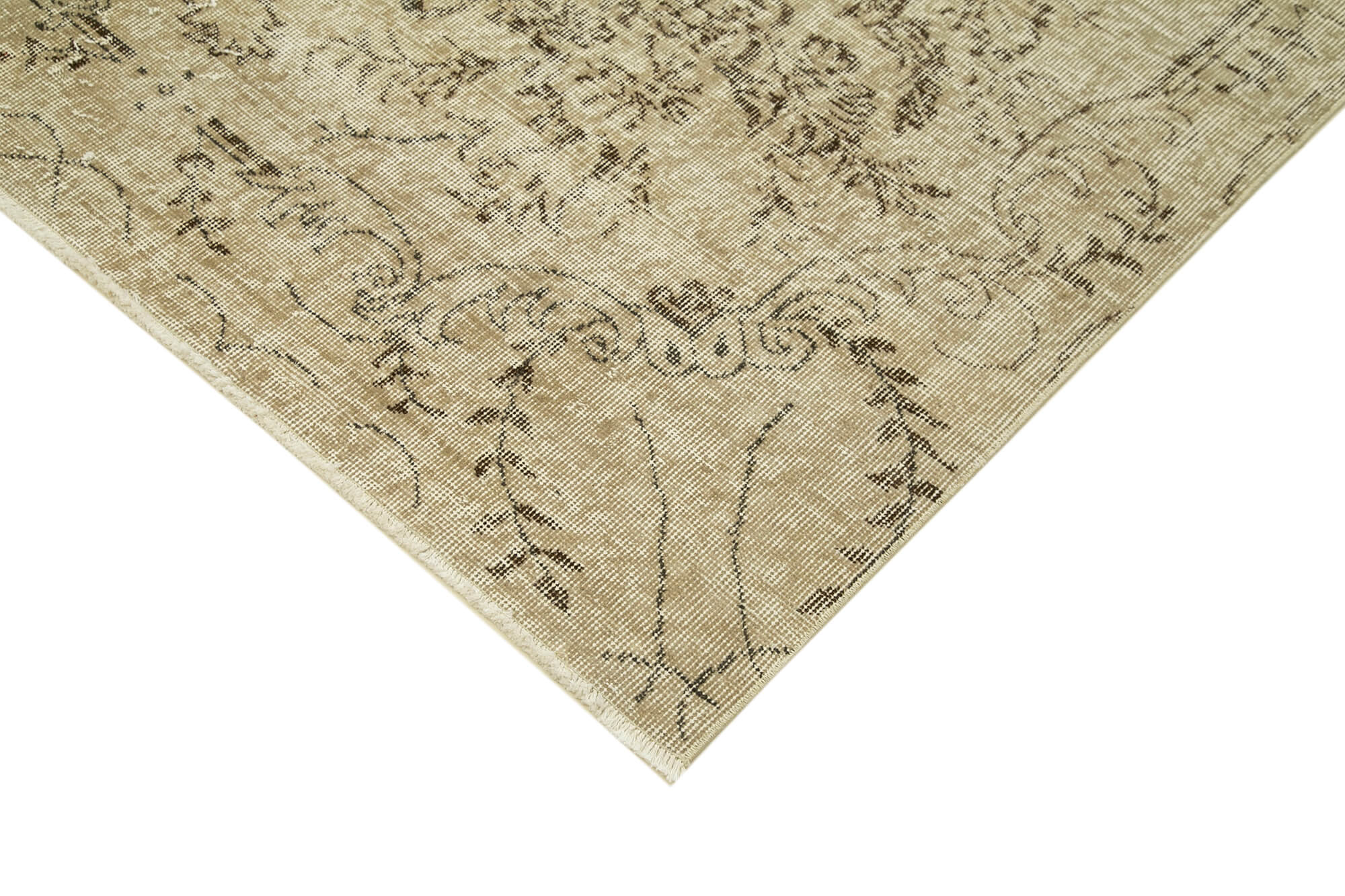 Handmade Wool Area Rug – Vintage Cotton Rug Beige 6'6''x10'4'' Durable Woven Carpet