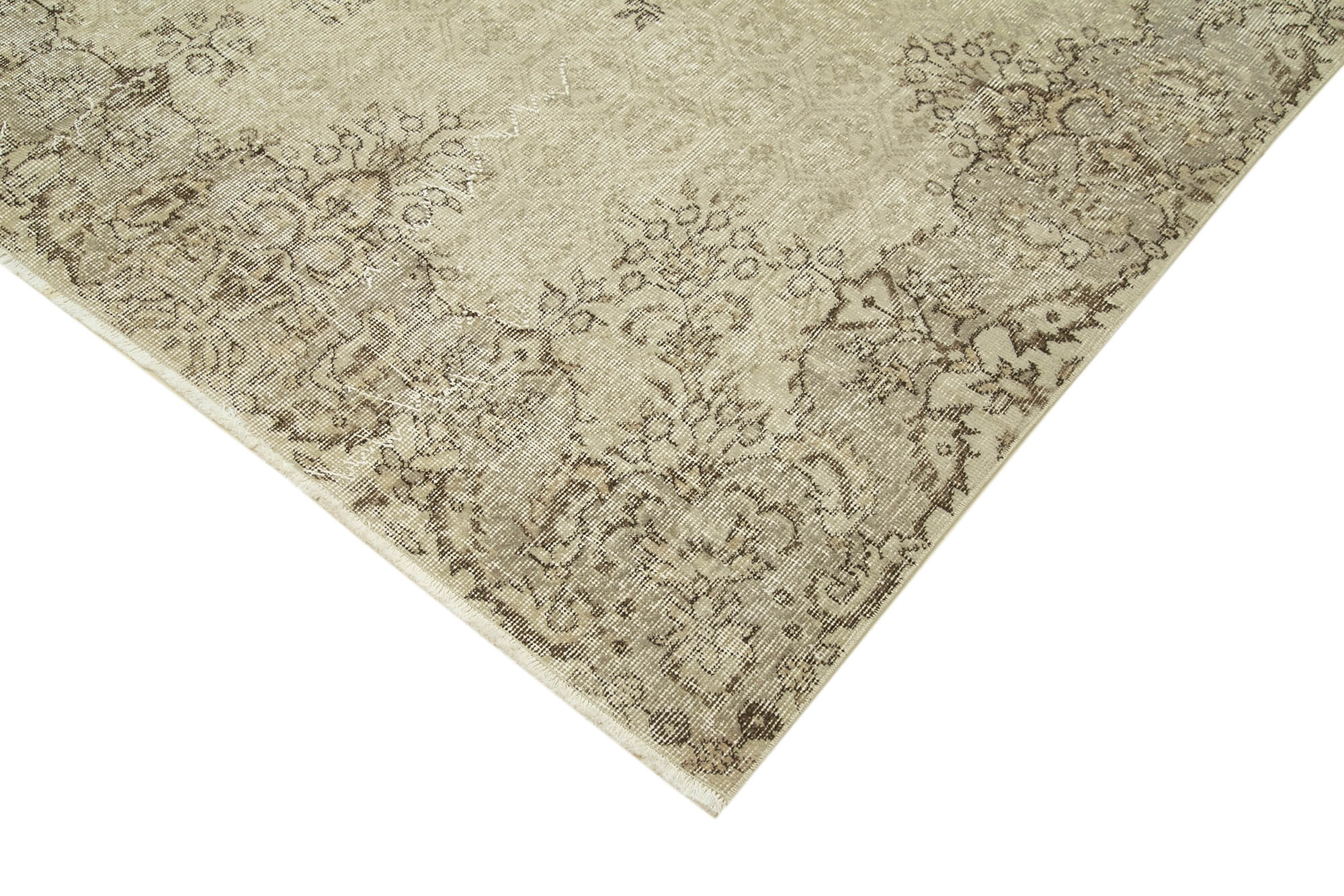 Handmade Wool Area Rug – Vintage Cotton Rug | Neutral Beige Classic Carpet 6'10"x9'10"