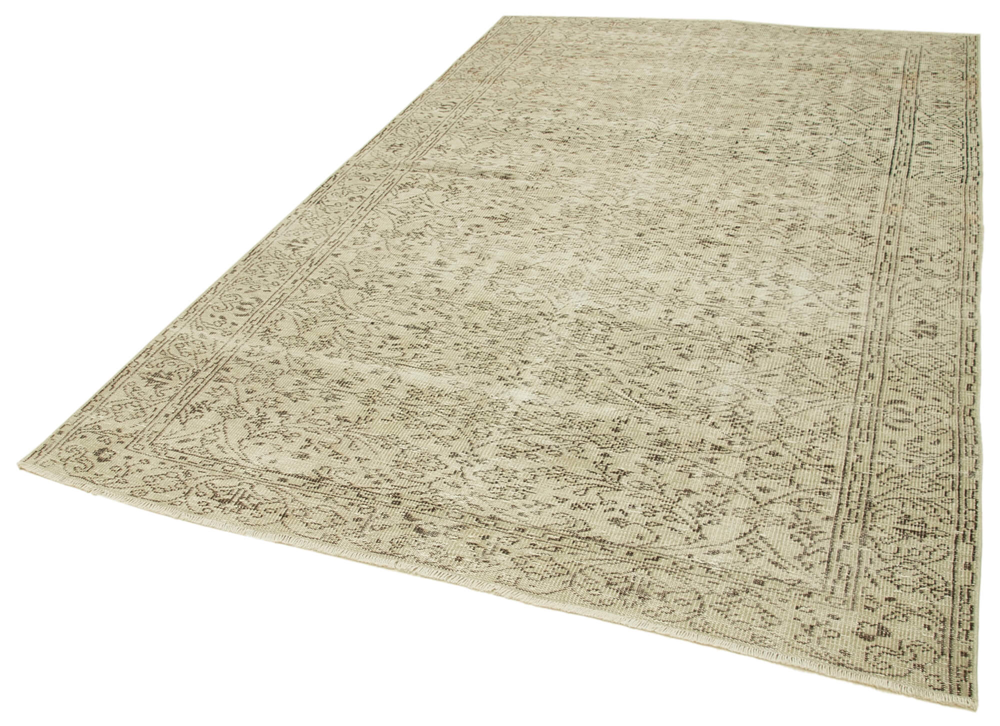 Handmade Wool Area Rug - Vintage Cotton Rug 6'3''x9'8'' Beige Esk?tme Style