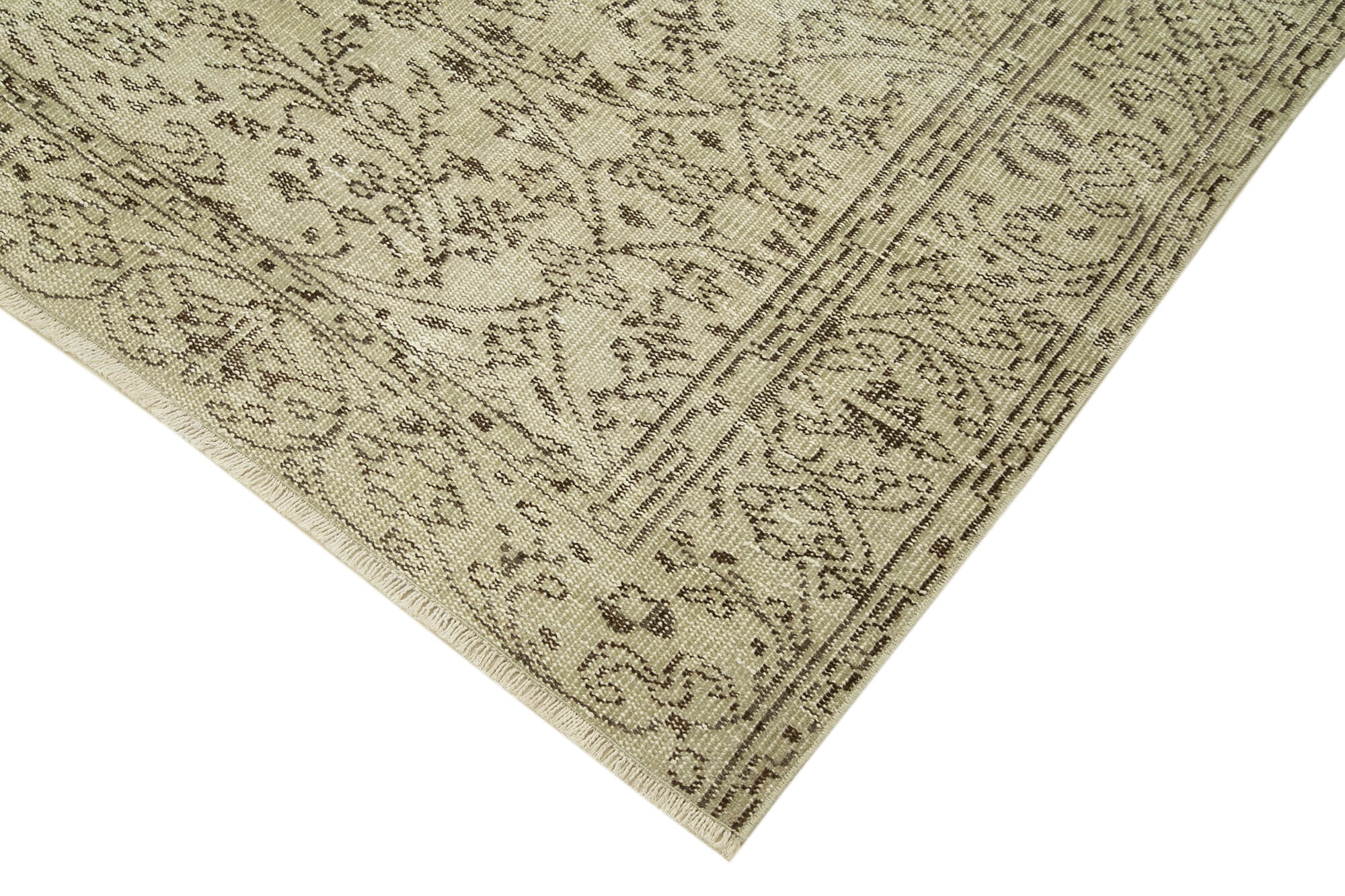Handmade Wool Area Rug - Vintage Cotton Rug 6'3''x9'8'' Beige Esk?tme Style