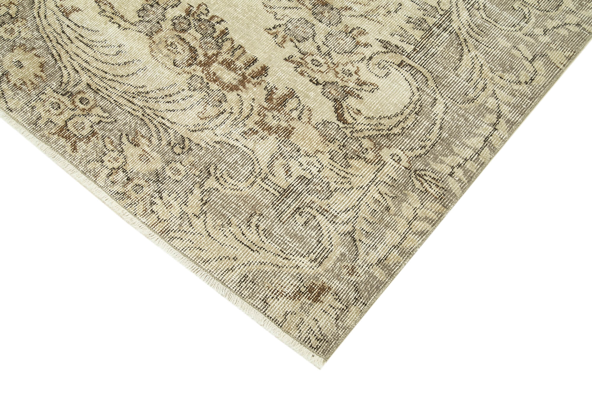 Handmade Wool Area Rug – Vintage Cotton Rug Beige Area Carpet 6'4''x9'0''