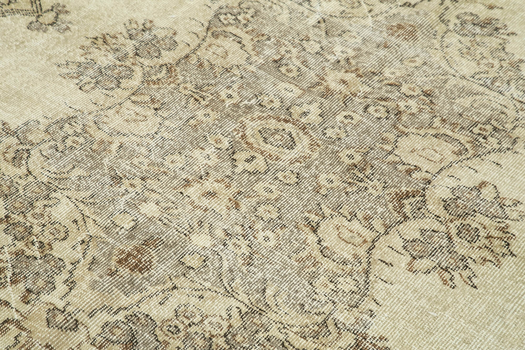 Handmade Wool Area Rug – Vintage Cotton Rug Beige Area Carpet 6'4''x9'0''