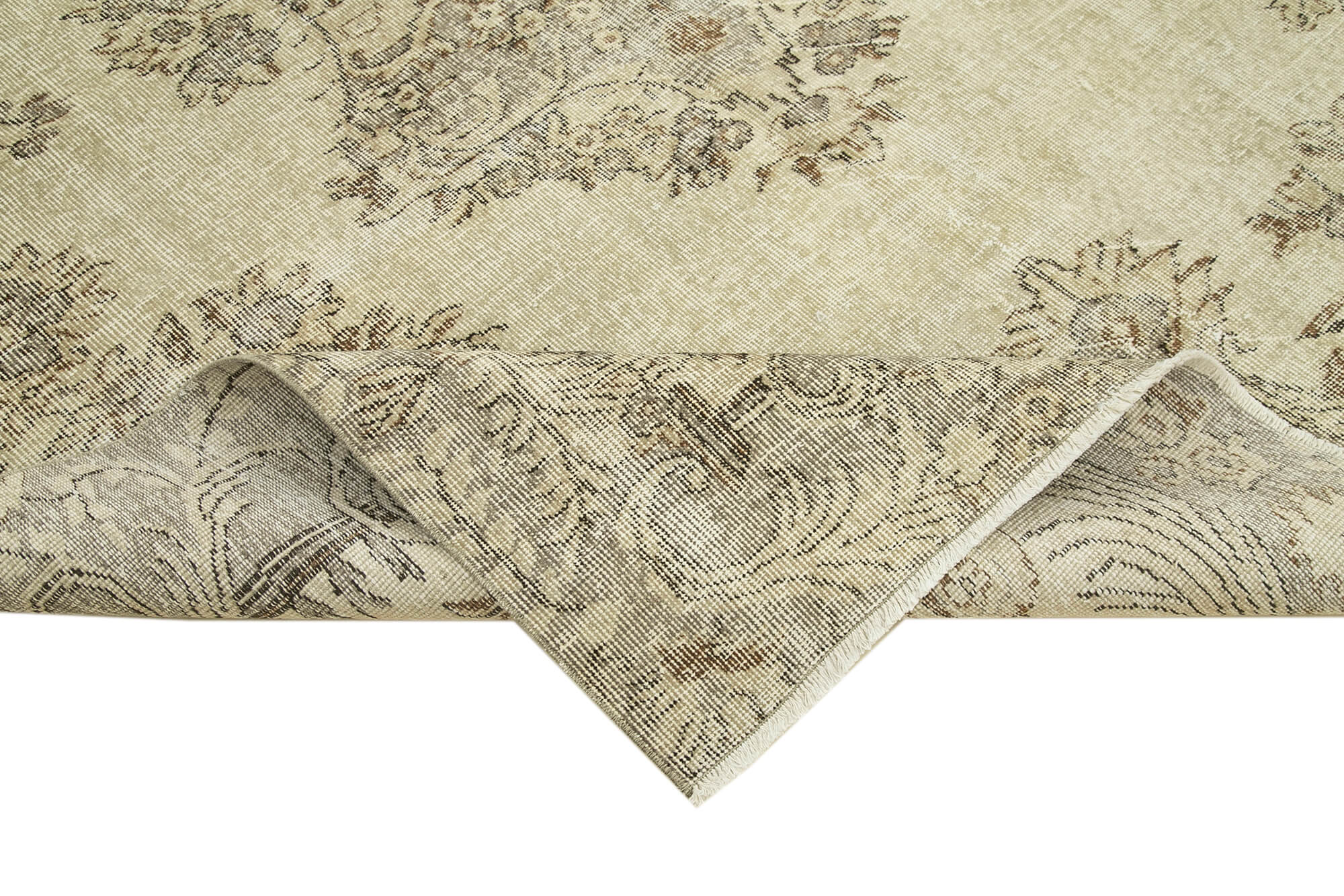Handmade Wool Area Rug – Vintage Cotton Rug Beige Area Carpet 6'4''x9'0''