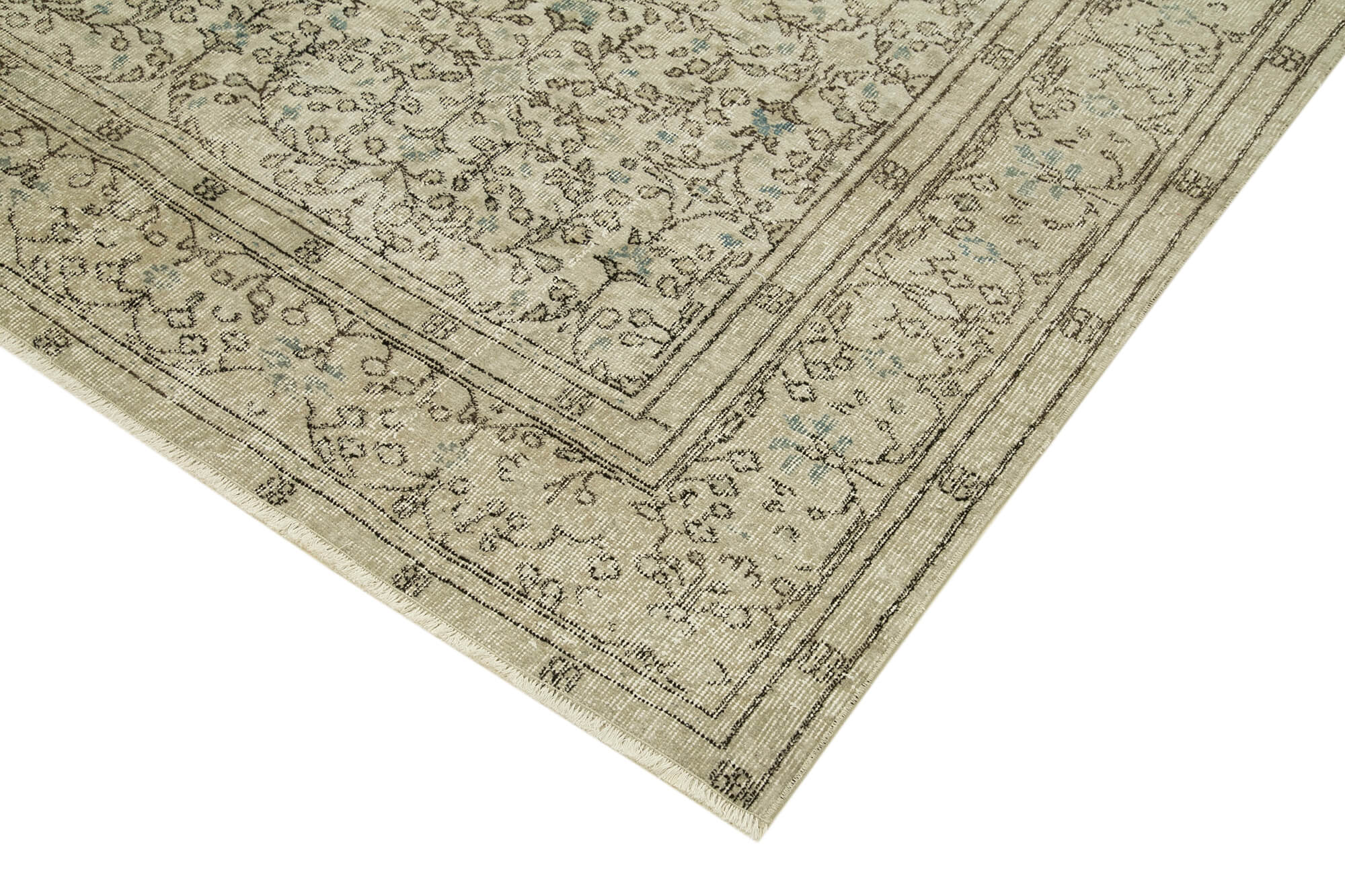 Handmade Wool Area Rug | Durable Cotton Wool Rug - Vintage Beige Carpet 6x10