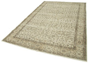 Handmade Vintage Area Rug – Neutral Beige Cotton Wool Floor Covering 6'3''x9'9''