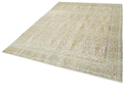 Vintage Handmade Area Rug – Beige Wool Rug, Hand Woven Cotton Wool Carpet 6'9''x9'5''
