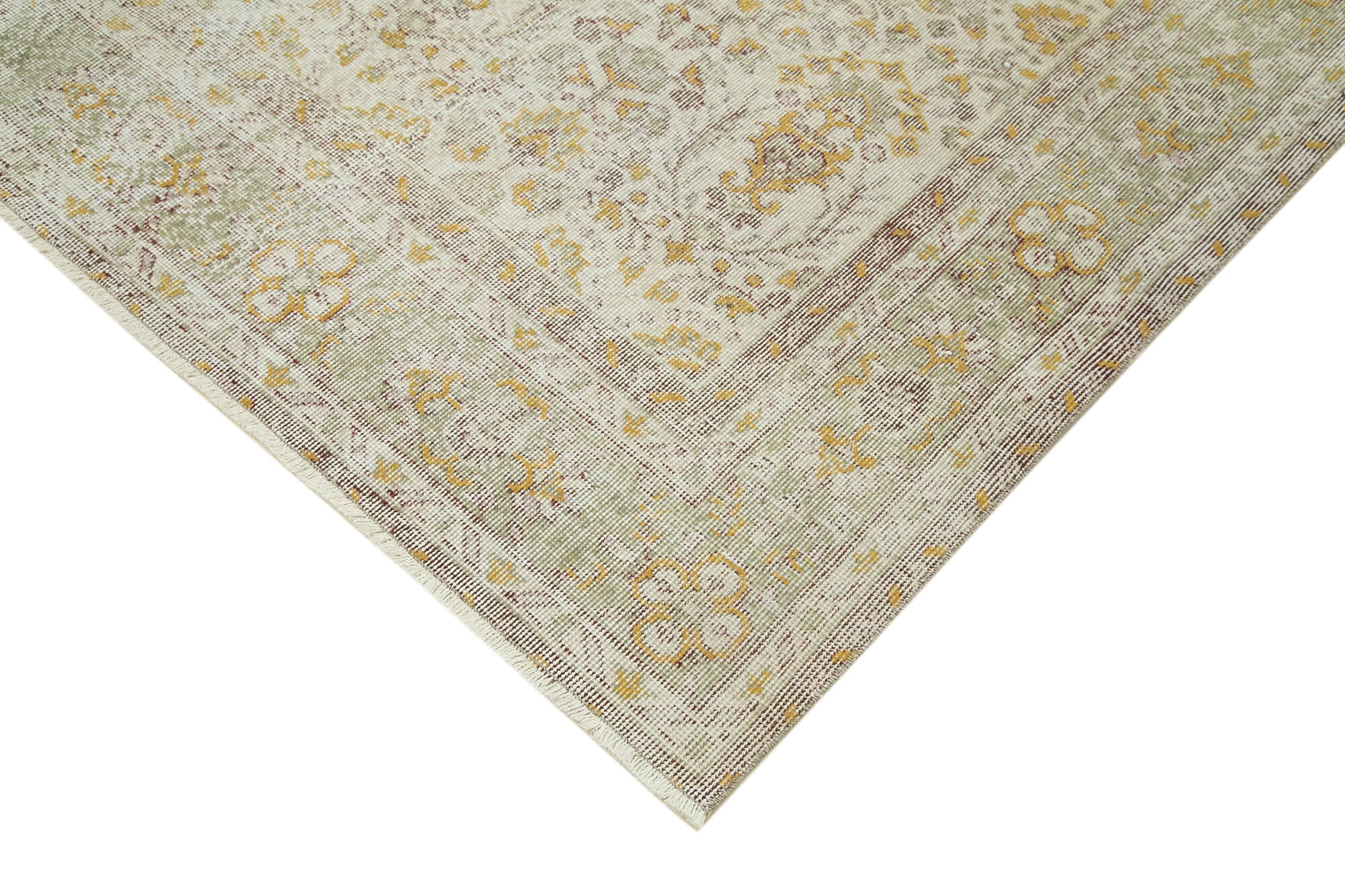 Vintage Handmade Area Rug – Beige Wool Rug, Hand Woven Cotton Wool Carpet 6'9''x9'5''