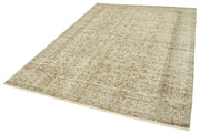 Handmade Wool Area Rug – Vintage Cotton Rug | Beige Turkish Wool Carpet 6'10''x9'4''