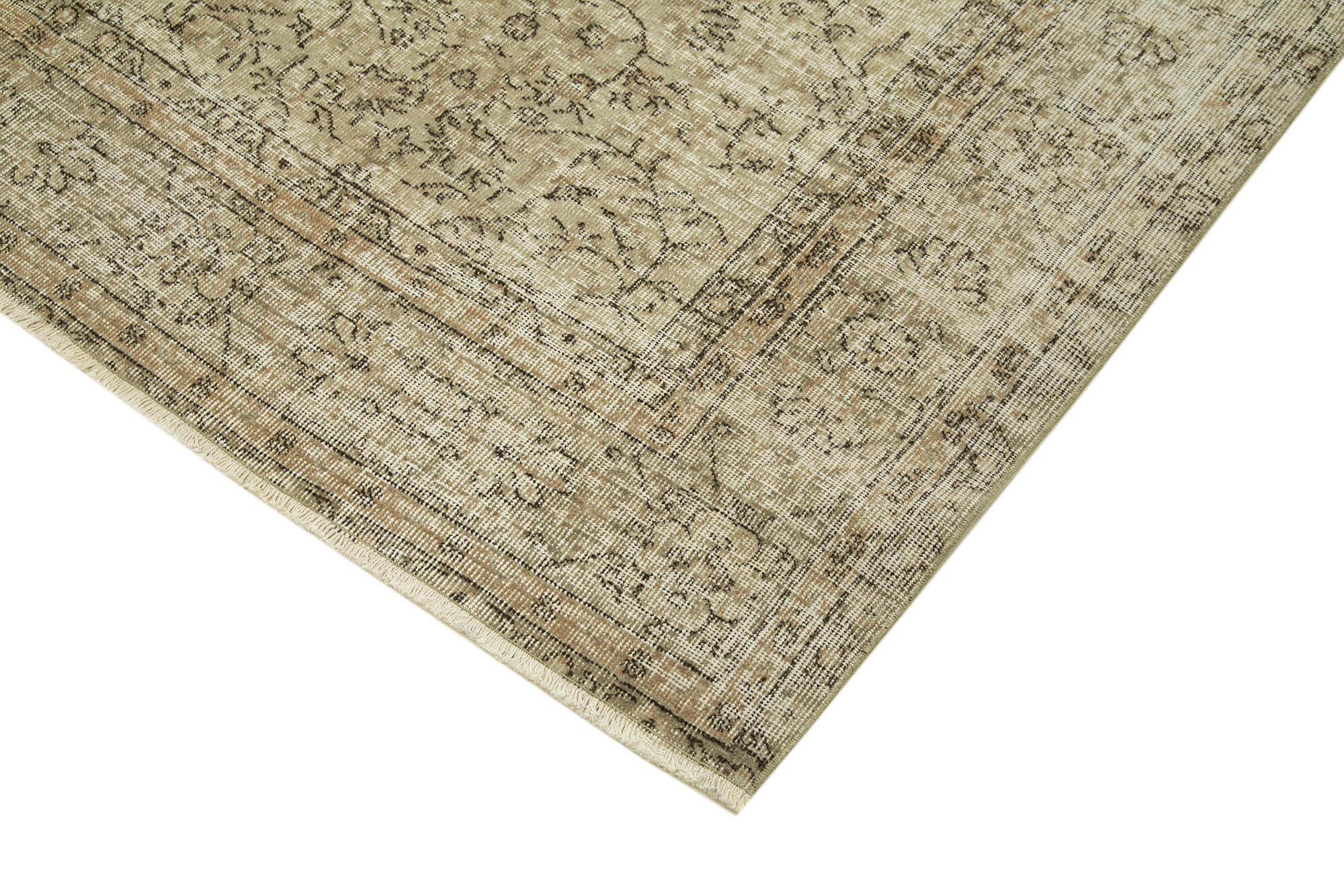Handmade Wool Area Rug – Vintage Cotton Rug | Beige Turkish Wool Carpet 6'10''x9'4''