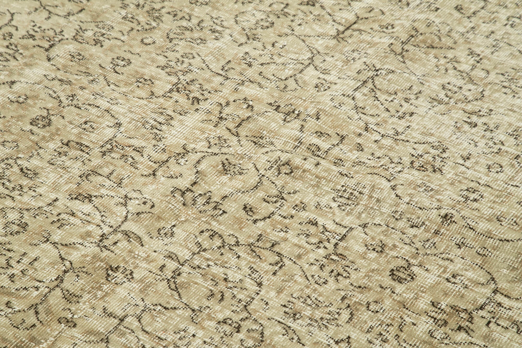 Handmade Wool Area Rug – Vintage Cotton Rug | Beige Turkish Wool Carpet 6'10''x9'4''