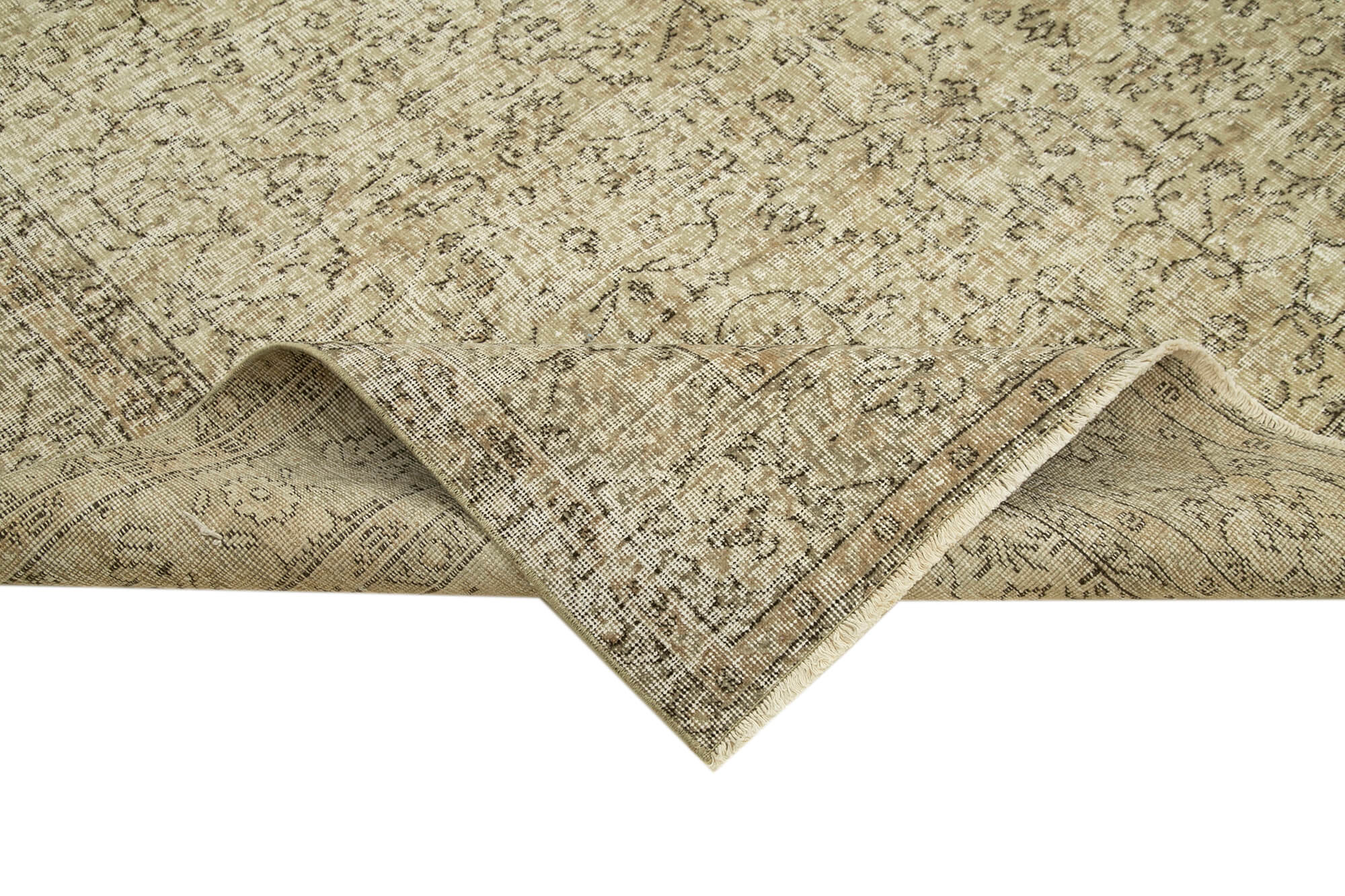 Handmade Wool Area Rug – Vintage Cotton Rug | Beige Turkish Wool Carpet 6'10''x9'4''