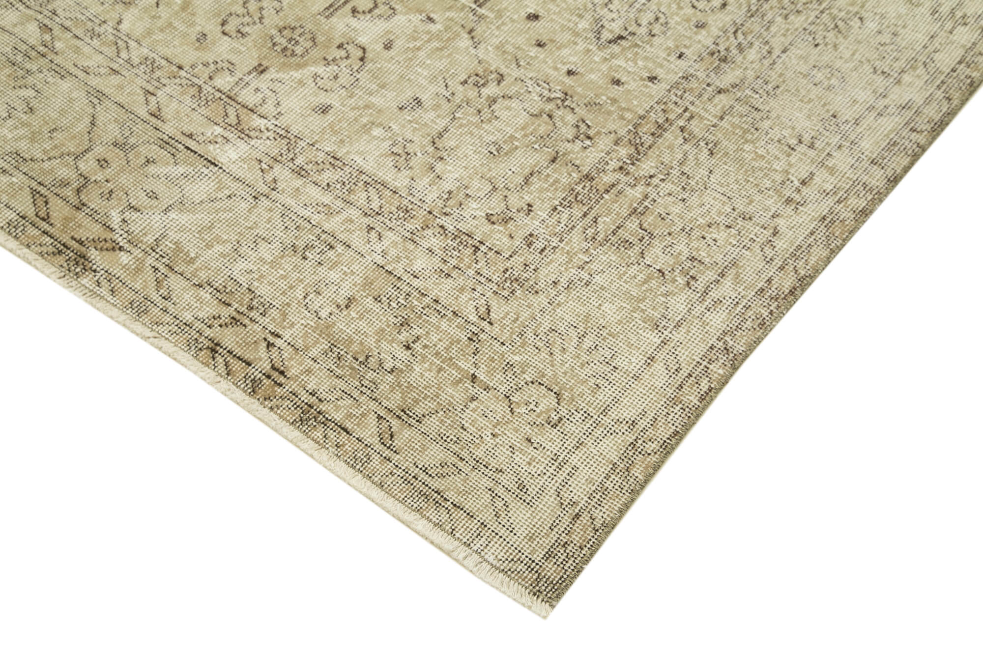 Handmade Wool Area Rug | Turkish Hand Knotted Carpet - Beige Vintage Cotton