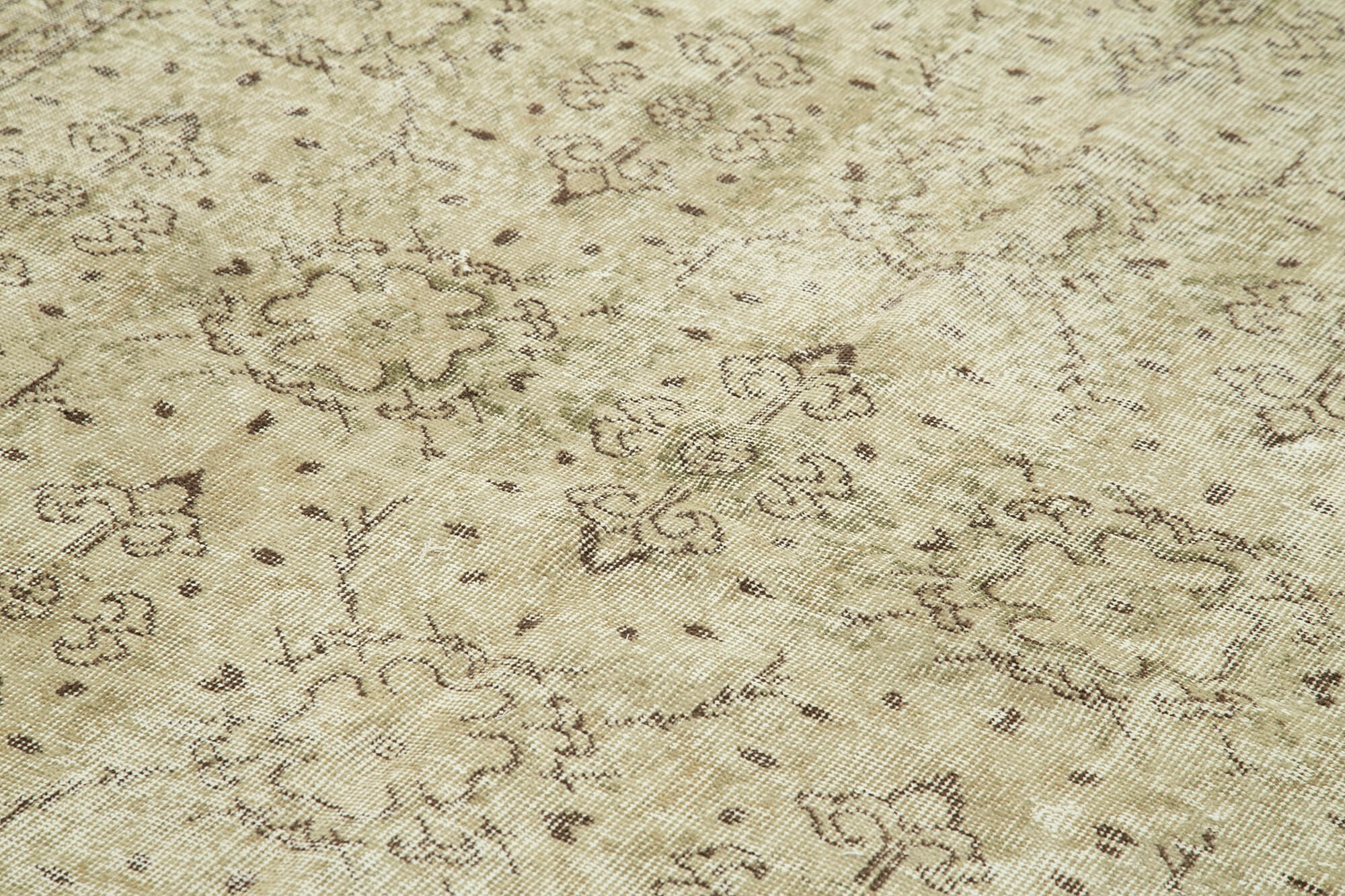 Handmade Wool Area Rug | Turkish Hand Knotted Carpet - Beige Vintage Cotton