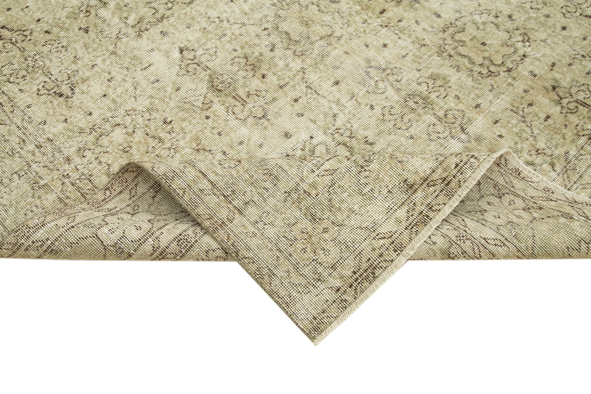 Handmade Wool Area Rug | Turkish Hand Knotted Carpet - Beige Vintage Cotton