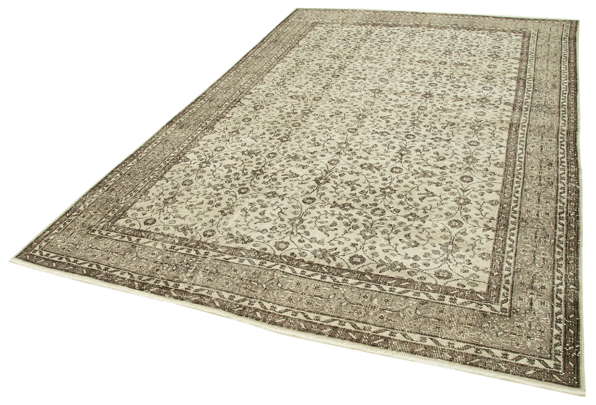 Handmade Wool Area Rug – Vintage Cotton Rug 6'9''x10'2'' | Neutral Beige, Durable Cotton Weave