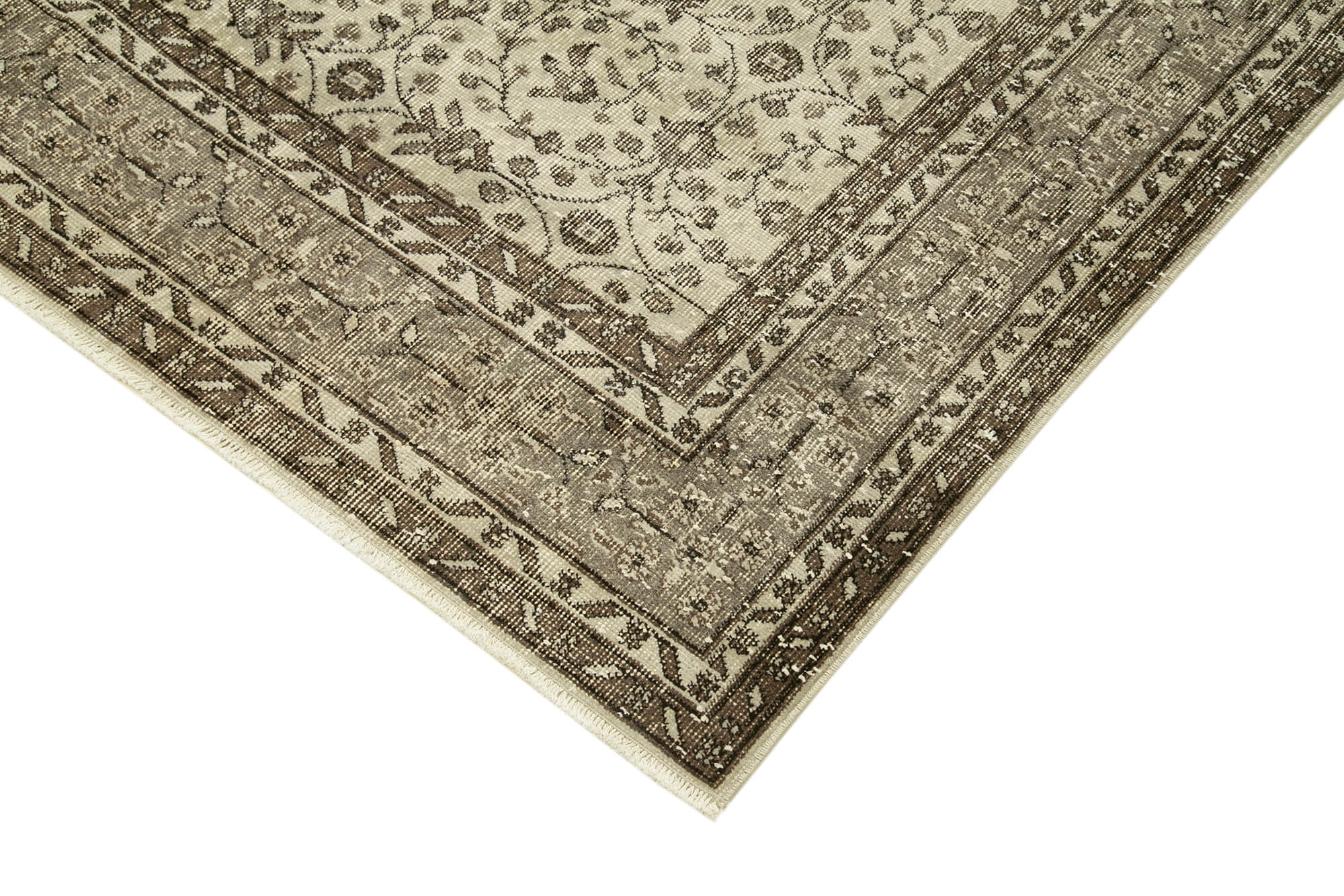 Handmade Wool Area Rug – Vintage Cotton Rug 6'9''x10'2'' | Neutral Beige, Durable Cotton Weave