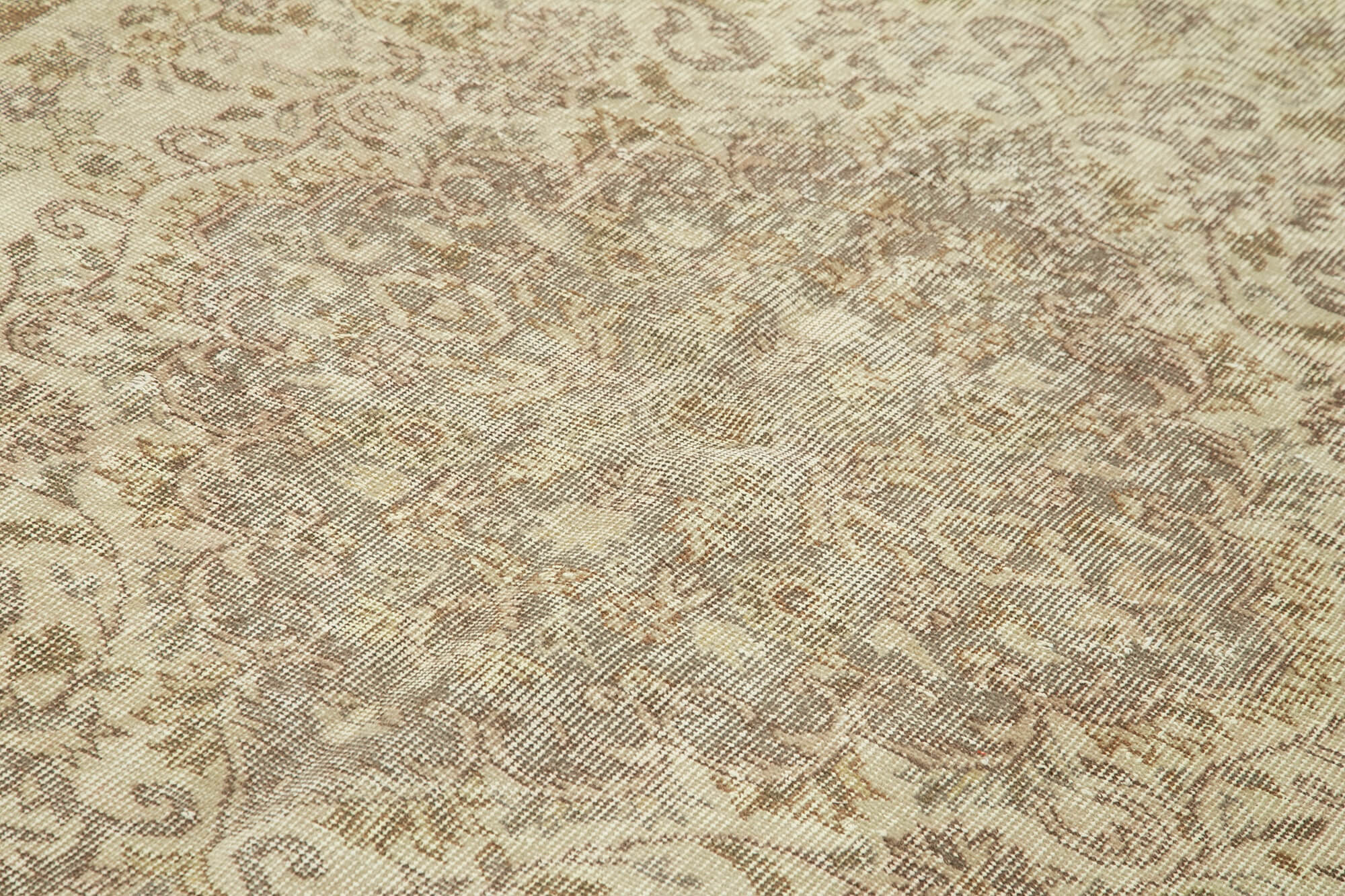 Handmade Wool Area Rug | Durable Cotton Weave Turkish Vintage Rug – Beige 6'4''x9'10''
