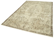 Handmade Wool Area Rug – Vintage Cotton Rug, Turkish Wool, Beige 6'4"x10'0"