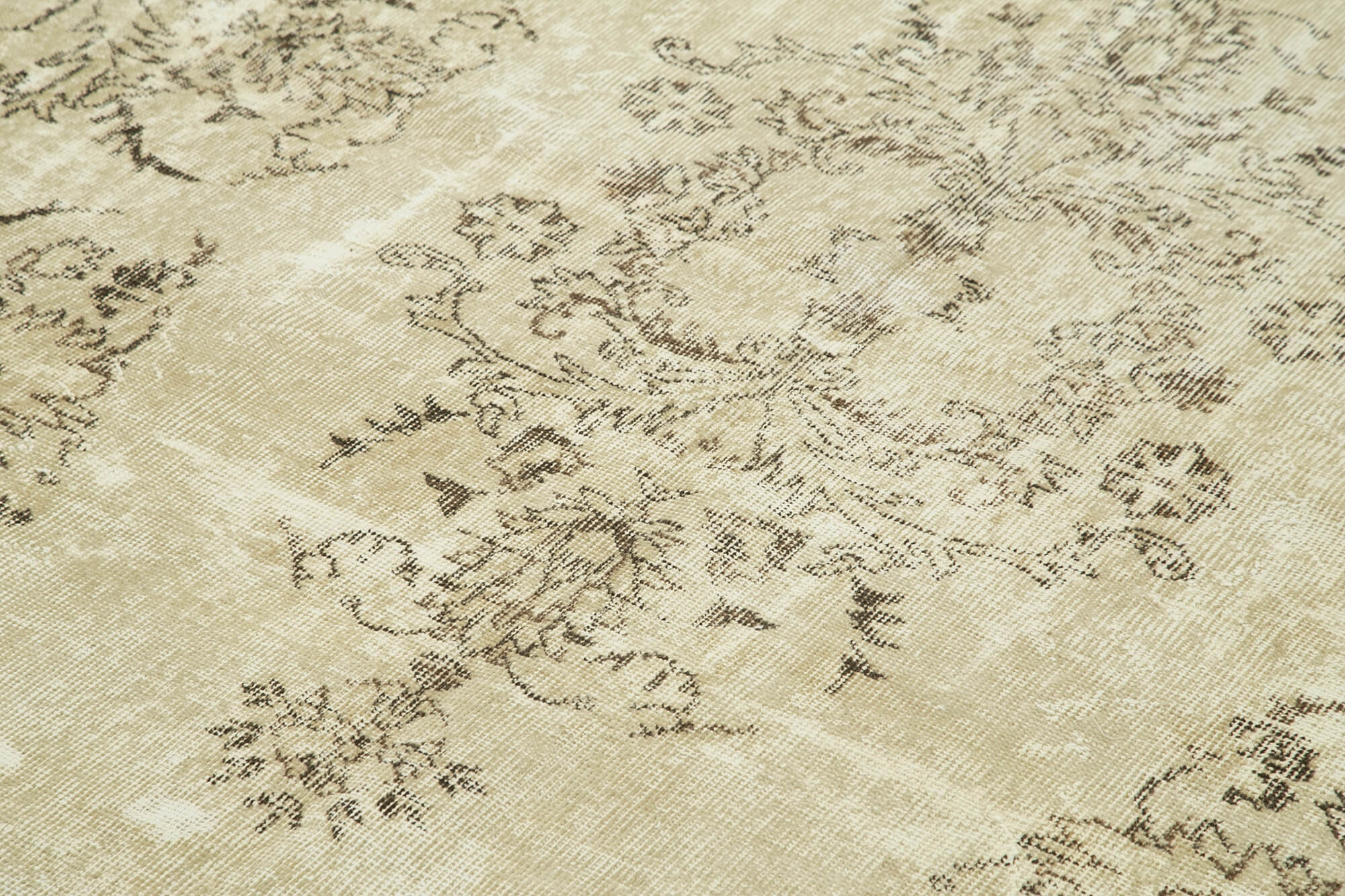 Handmade Wool Area Rug – Vintage Cotton Rug, Turkish Wool, Beige 6'4"x10'0"
