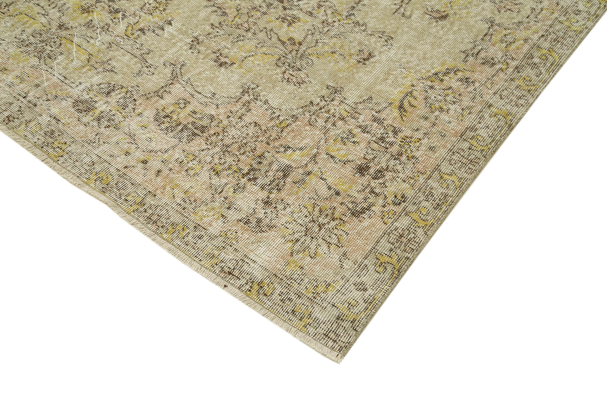 Handmade Wool Area Rug – Vintage Cotton Rug, Neutral Beige Carpet, Soft Wool Texture 6'9''x10'3''