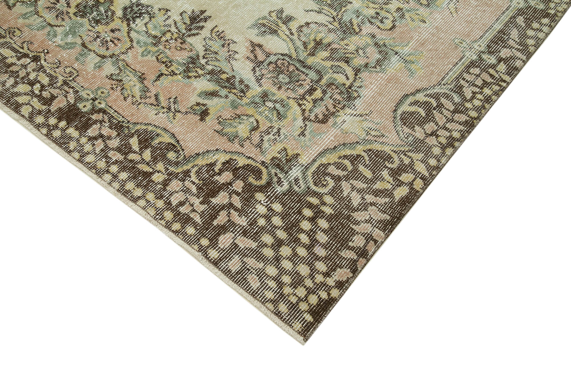 Handmade Vintage Area Rug – Beige Wool Carpet 5'10'' x 8'11'' | Soft Cotton Wool Floor Covering
