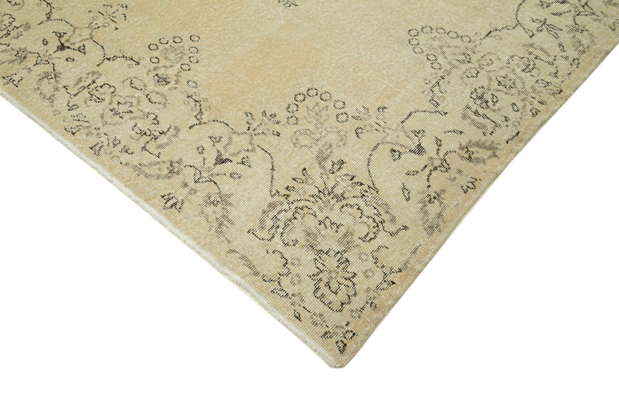 Handmade Wool Area Rug – Vintage Cotton Rug | Beige Area Carpet 6'11''x9'10''