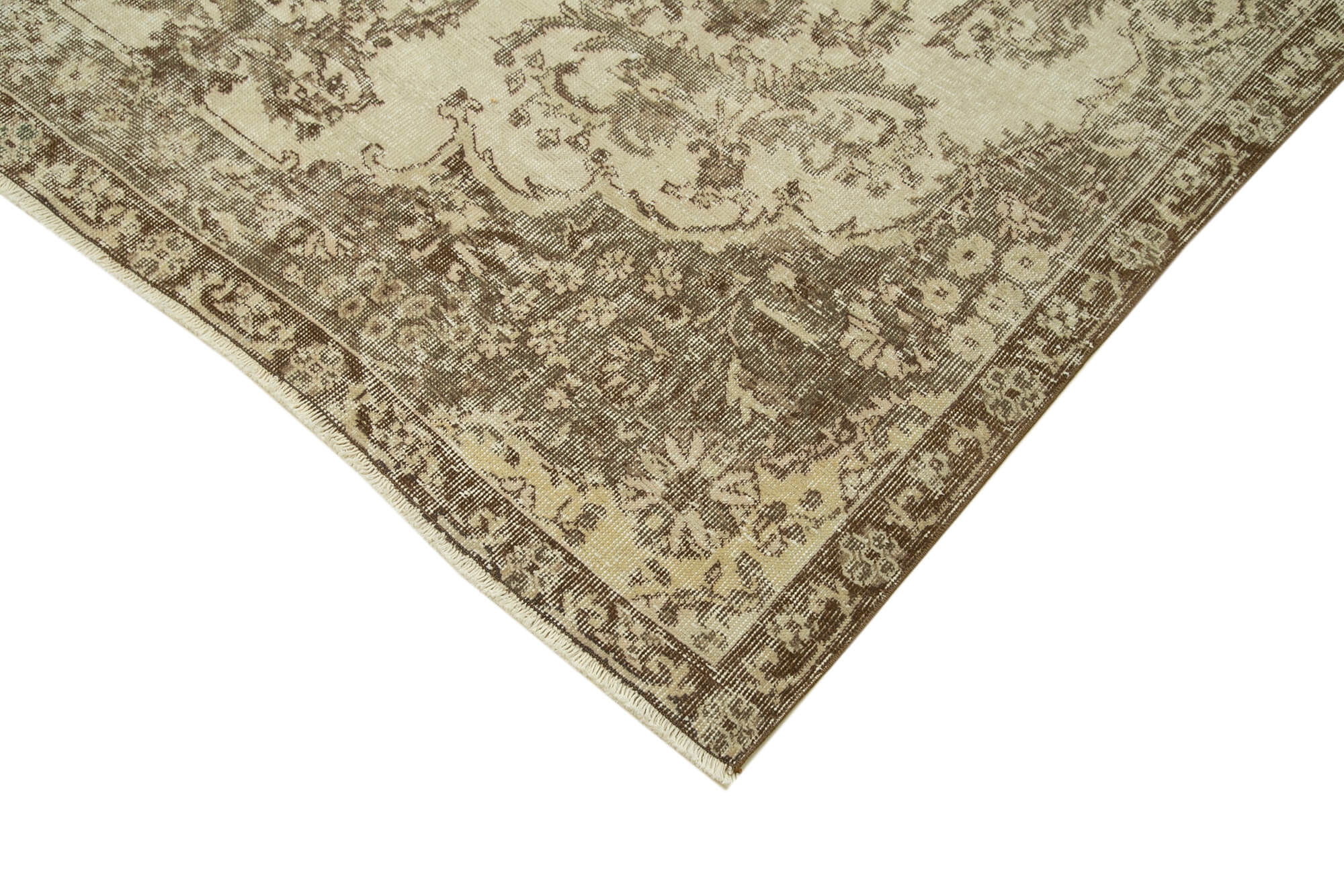 Handmade Wool Area Rug – Vintage Cotton Rug 6'2''x10'1'' Beige Classic Carpet