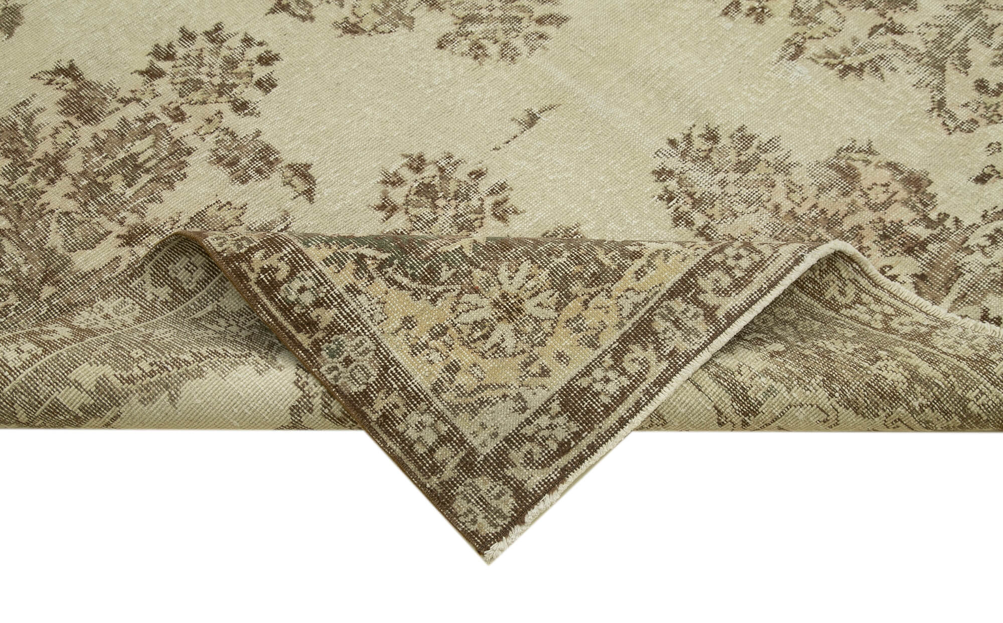 Handmade Wool Area Rug – Vintage Cotton Rug 6'2''x10'1'' Beige Classic Carpet