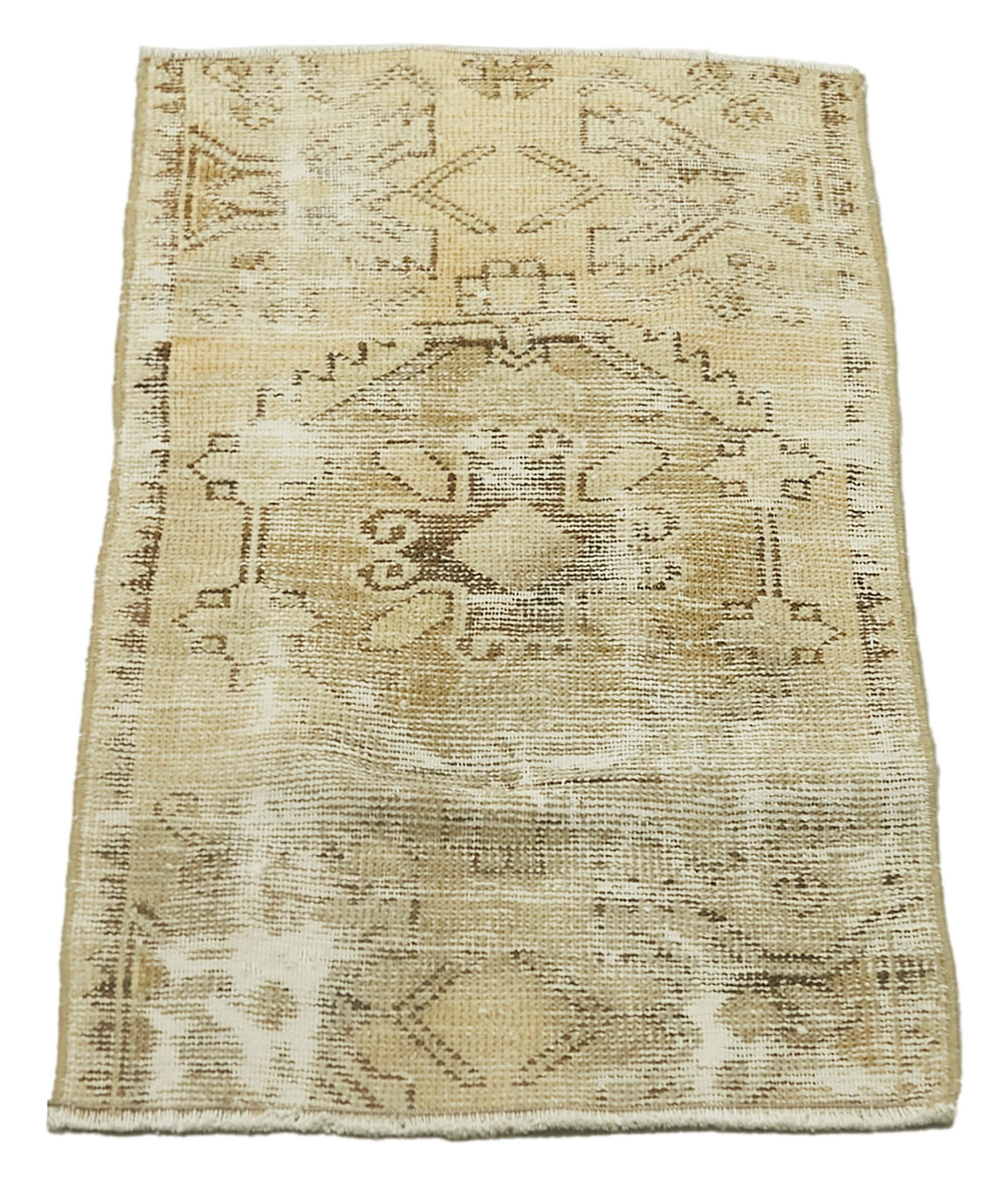 Vintage Wool Area Rug – Handmade Cotton Rug, Overdyed Beige Carpet 1'6''x2'8''